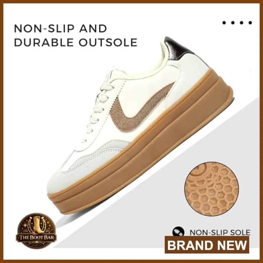 Women's Platform Sneakers Retro Casual Comfortable Walking Shoes Thick Sole